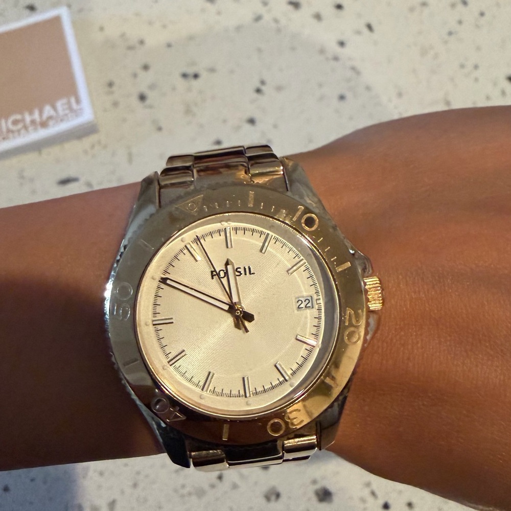 Fossil Men's Two-Tone Gold and Silver Metal Bracelet Watch